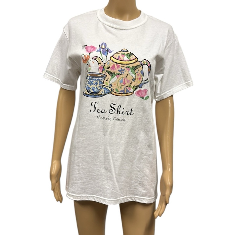 Hatley Tea Shirt White Cotton Graphic Short Sleeve Tee Victoria Canada Womens S